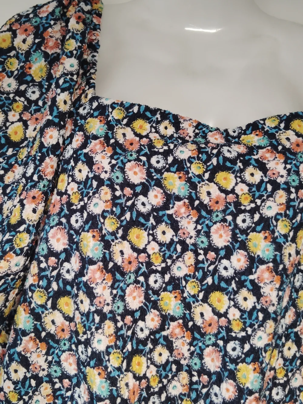 Loft Floral Puff-Sleeve Tie-Front Blouse Sz- L